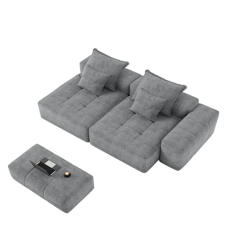Modern Oversized Modular Sectional Sofa, Grey, Foam+Spring, No Assembly Required