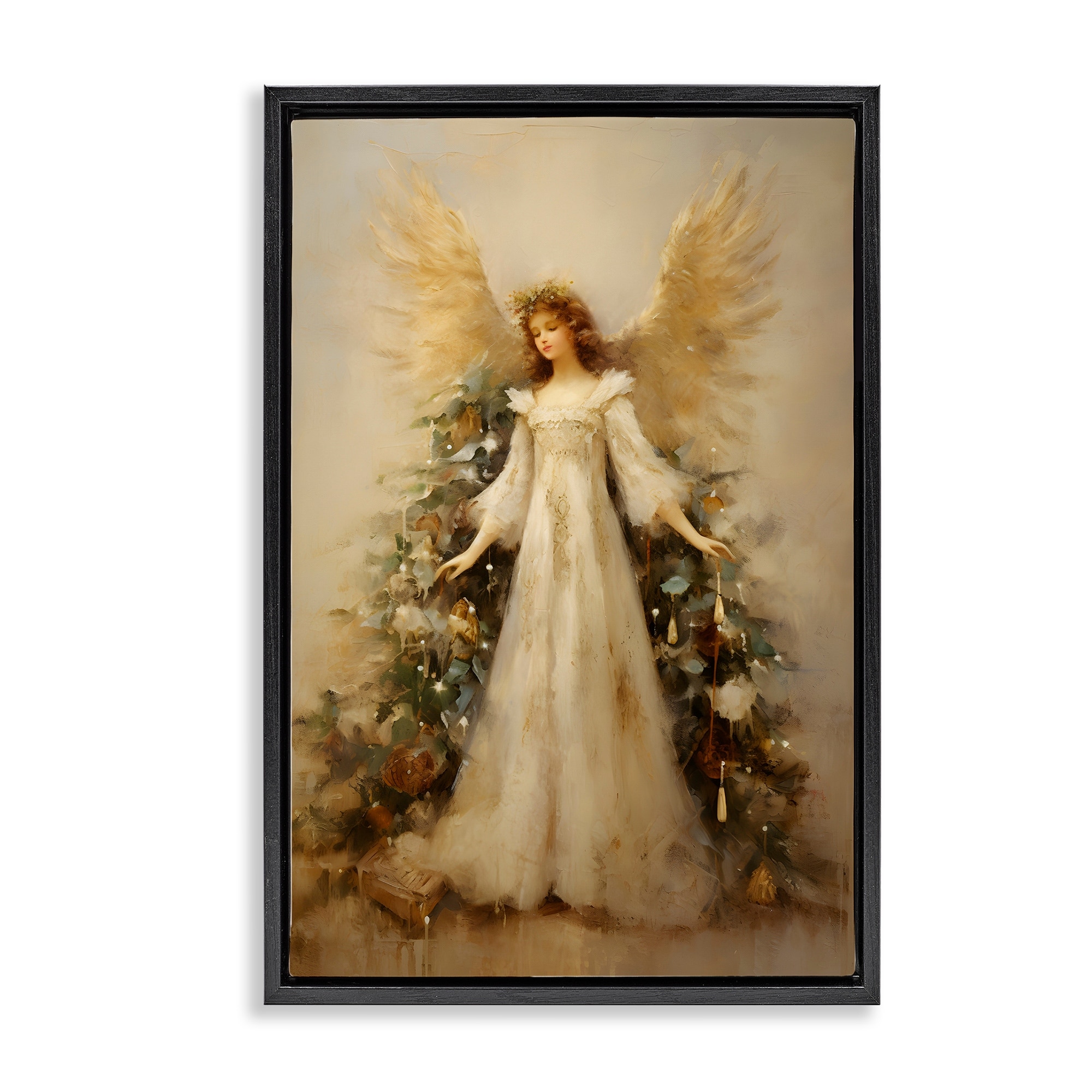 Stupell Ethereal Holiday Angel Framed Floater Canvas Wall Art Design By Petal Prints Design