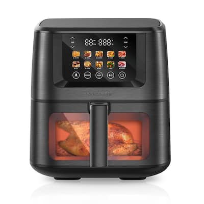 Air Fryer with Color LCD Display Touchscreen with ClearCook Cooking Window,Broil,Roast,Dehydrate,Bake