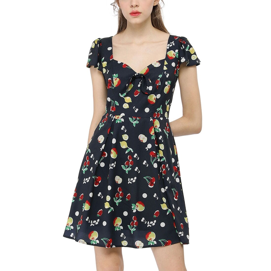 Shop Women S Fruit Print Sweetheart Neckline Cap Sleeves Dress