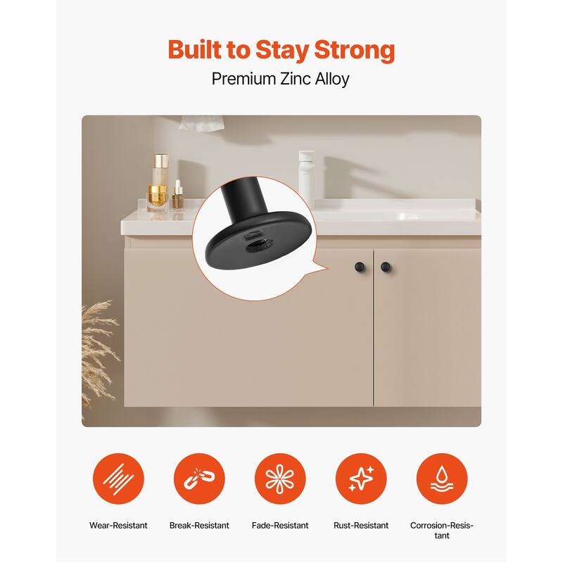Black Mushroom Cabinet Knobs 30 Pack Zinc Alloy Single Hole Drawer Pulls with Screws for Kitchen Bathroom Wardrobe Furniture