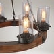 preview thumbnail 22 of 24, Farmhouse 6-Light Wagon Wheel Wood Chandelier with Seeded Glass Shade for Dining Living Room
