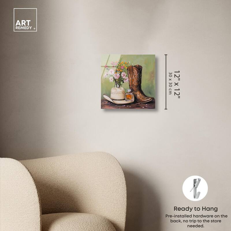 Spring Green Cowboy Necessities Acrylic by Art Remedy, Ready to Hang