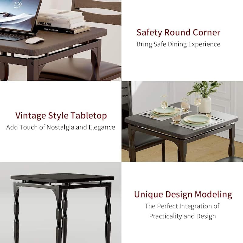 Dining Table Set for 2 with Spiral Table Legs for Small Spaces Kitchen Apartment