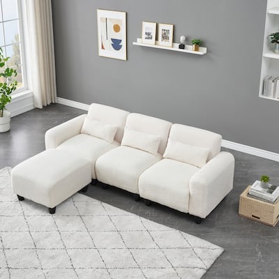 84.60'' L Shape Velvet Upholstered Sofa with Ultraman