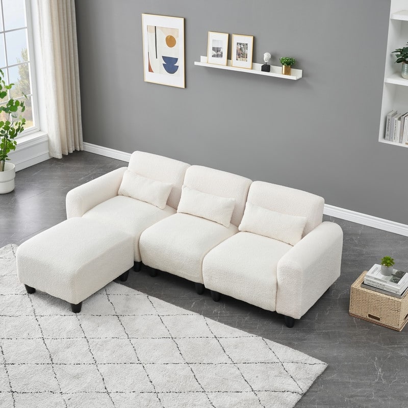 84.60'' L Shape Velvet Upholstered Sofa with Ultraman