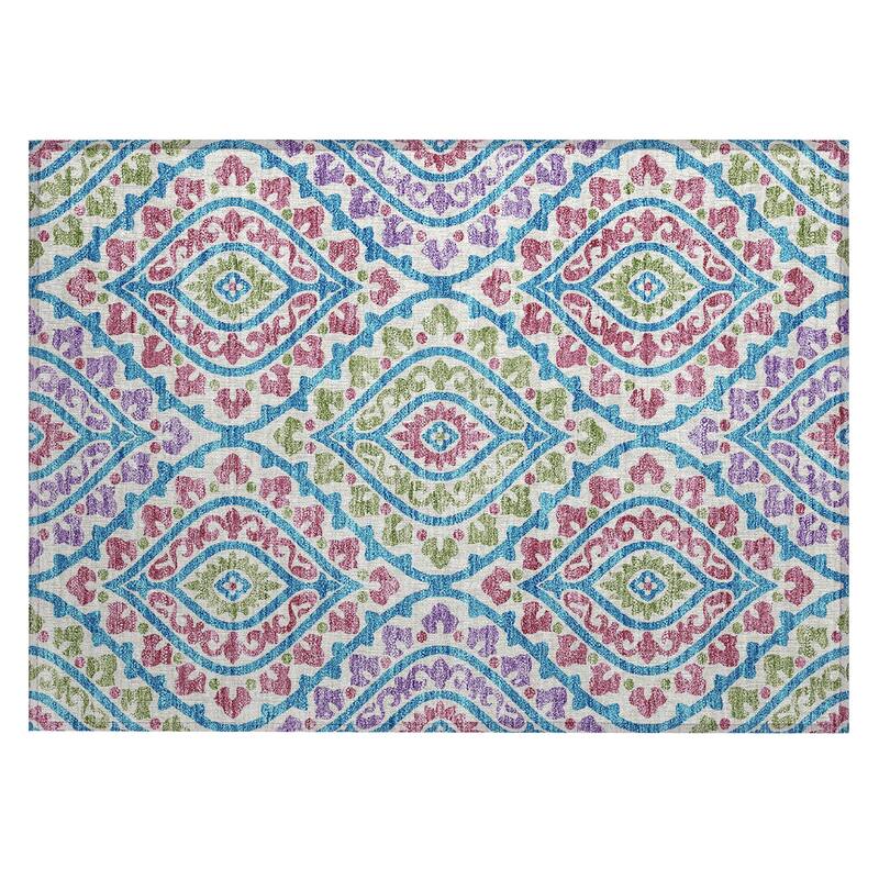 Machine Washable Indoor/ Outdoor Chantille Ttransitional Medallion Rug