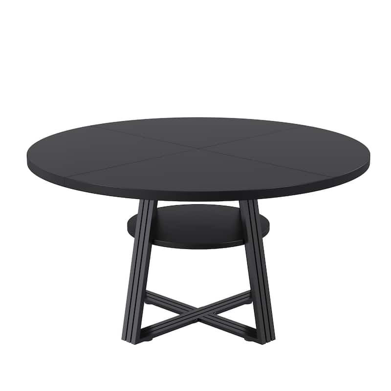 Round Dining Table for 4-6, 42" Farmhouse Kitchen Table