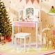 preview thumbnail 13 of 18, Gymax Kids Vanity Table Set 2-in-1 Princess Makeup Dressing Desk