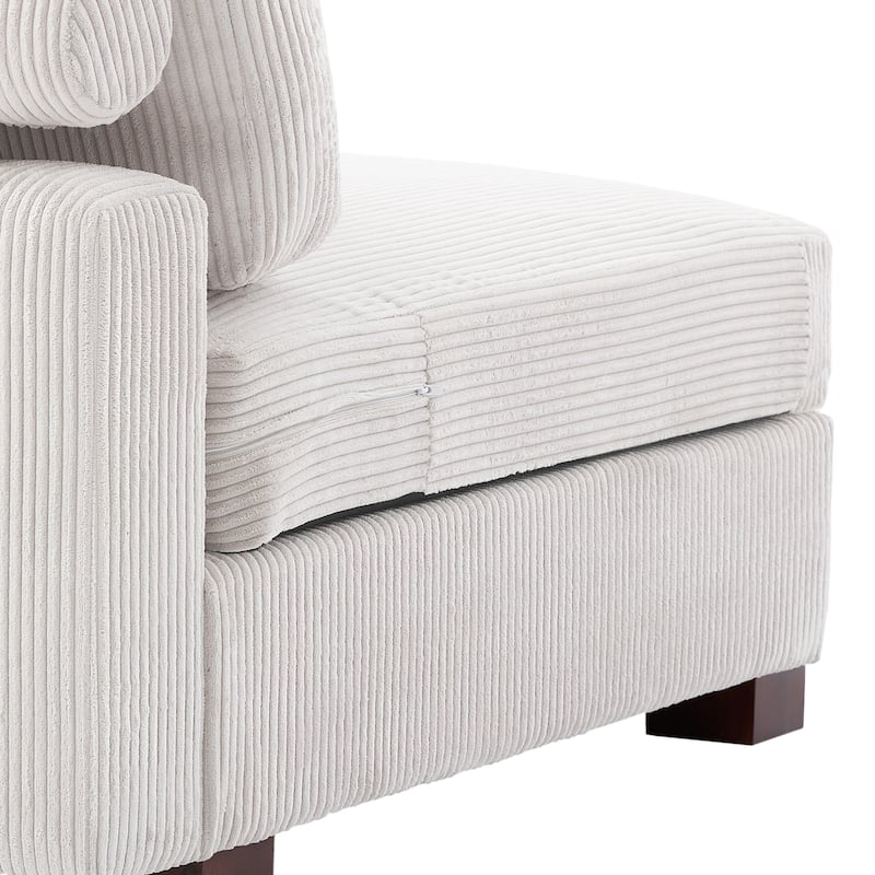 Corduroy Couch Modular Sectional Sofa with Pillows