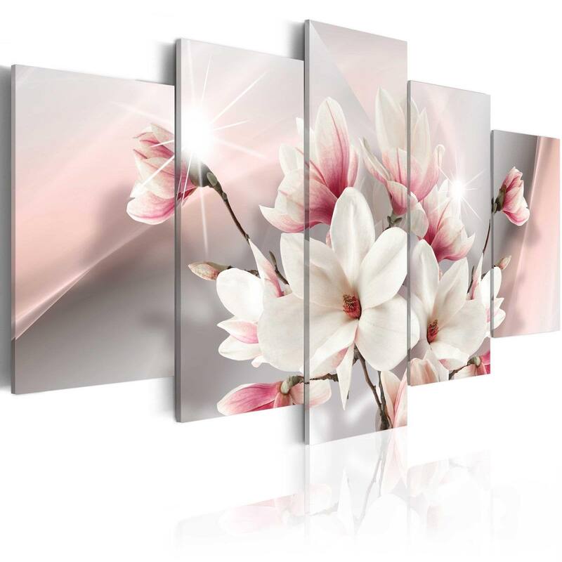 Floral Canvas Wall Art - Magnolia In Bloom - 5 Pieces - 80"Wx40"H