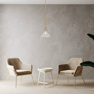 Willow Creek 12 in. 1-Light Brushed Gold Contemporary Pendant Light