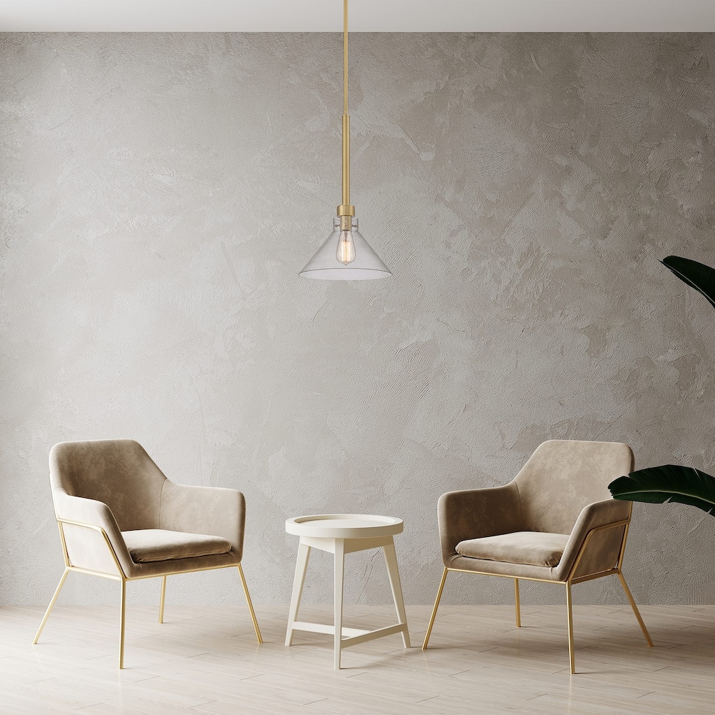 Willow Creek 12 in. 1-Light Brushed Gold Contemporary Pendant Light