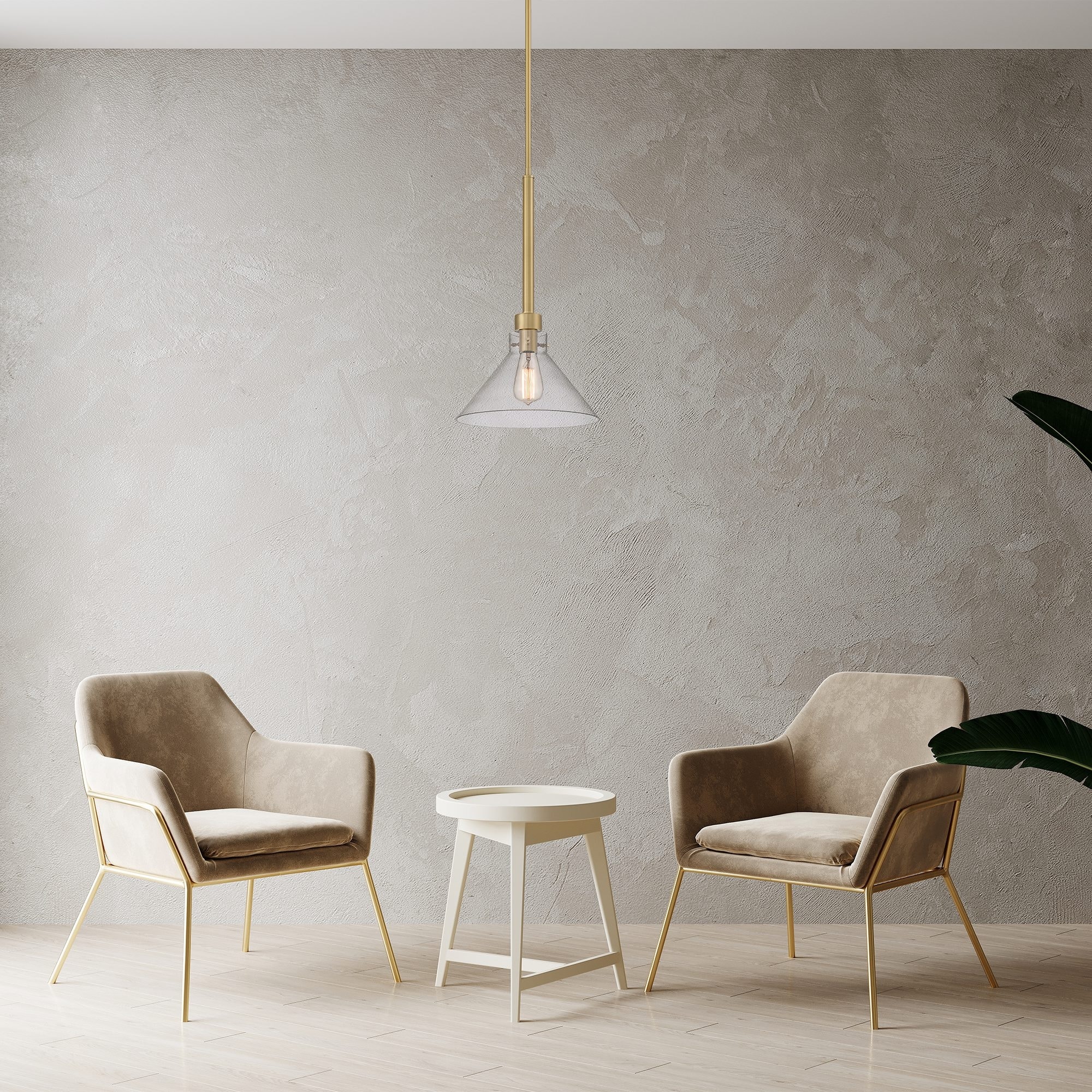 Willow Creek 12 in. 1-Light Brushed Gold Contemporary Pendant Light