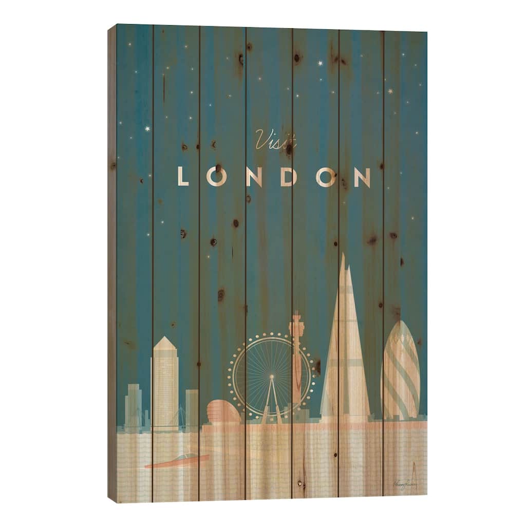London Print On Wood by Henry Rivers - Multi-Color