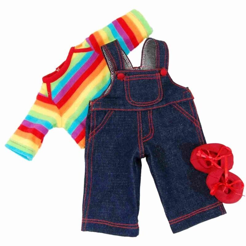 Shop 15 Inch Baby Doll Clothes Twin 4pc Denim Overalls Rainbow