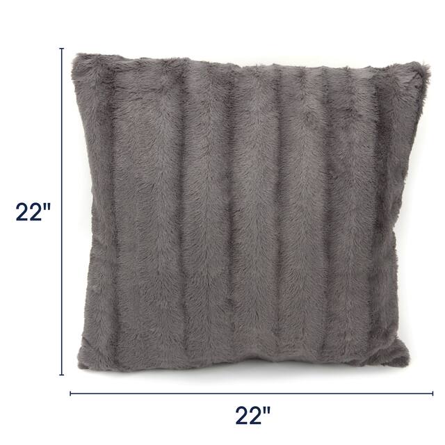 Cheer Collection Solid Color Faux Fur Throw Pillows (Set of 2)
