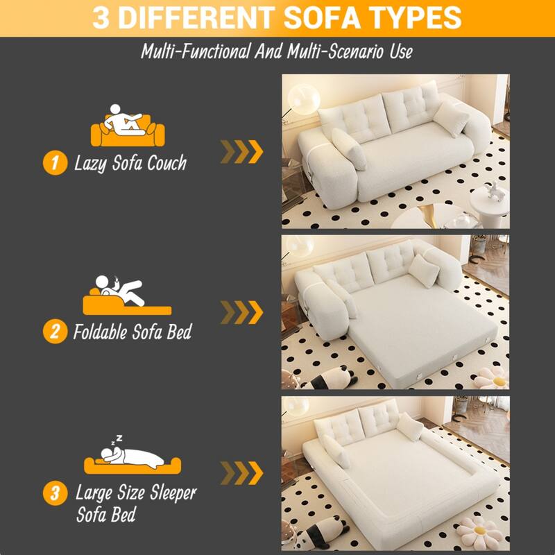 78in Wide Lazy Sofa Couch Multi Functional Foldable Sofa Bed