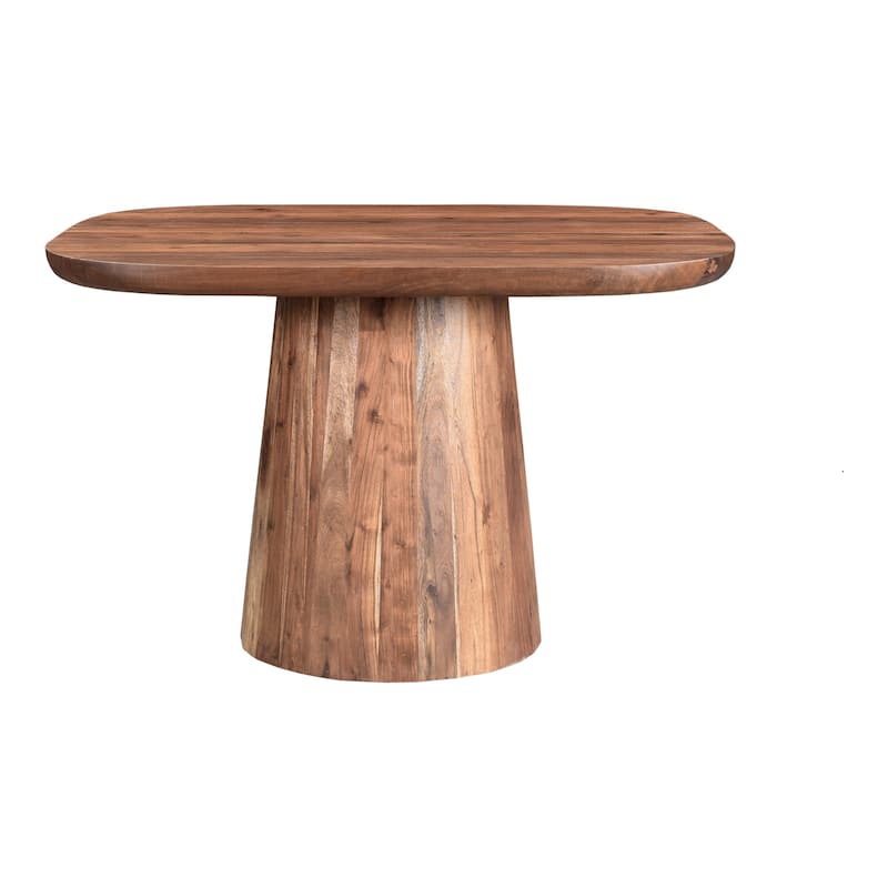 Aurelle Home Modern Solid Acacia Wood Pedestal Dining Table - Brown