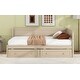 preview thumbnail 5 of 28, Twin Size Daybed with 2-Storage Drawers and Guardrail, Solid Pine Frame, No Box Spring Required, Beige Vintage Style for Bedroom