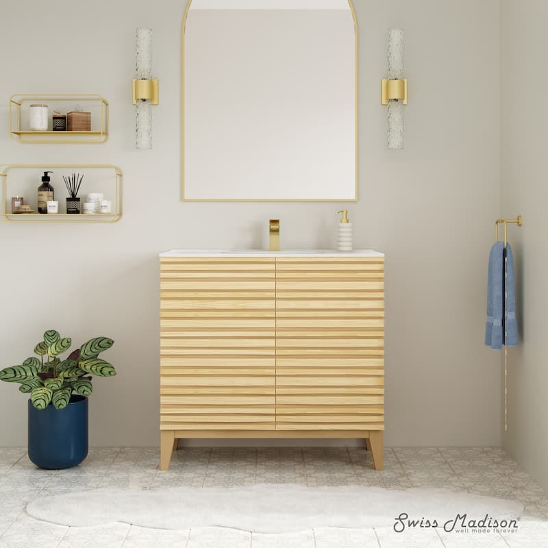 Cascade 30" Freestanding Bathroom Vanity In Natural Oak With Sink Top - 30