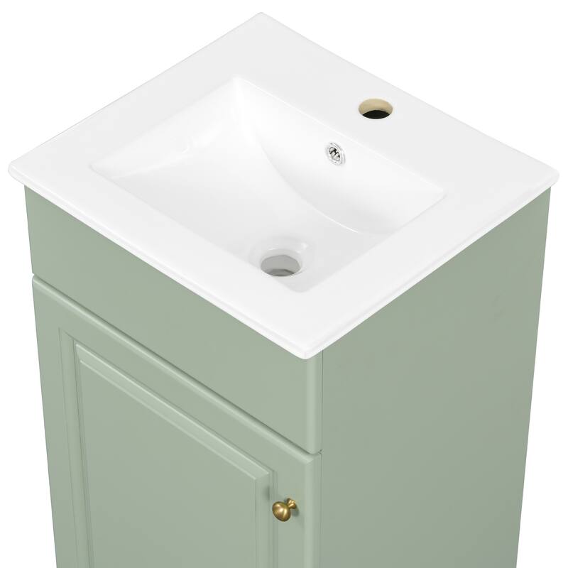 18" Bathroom Vanity with Sink, Adjustable Shelf & Door Storage Cabinet