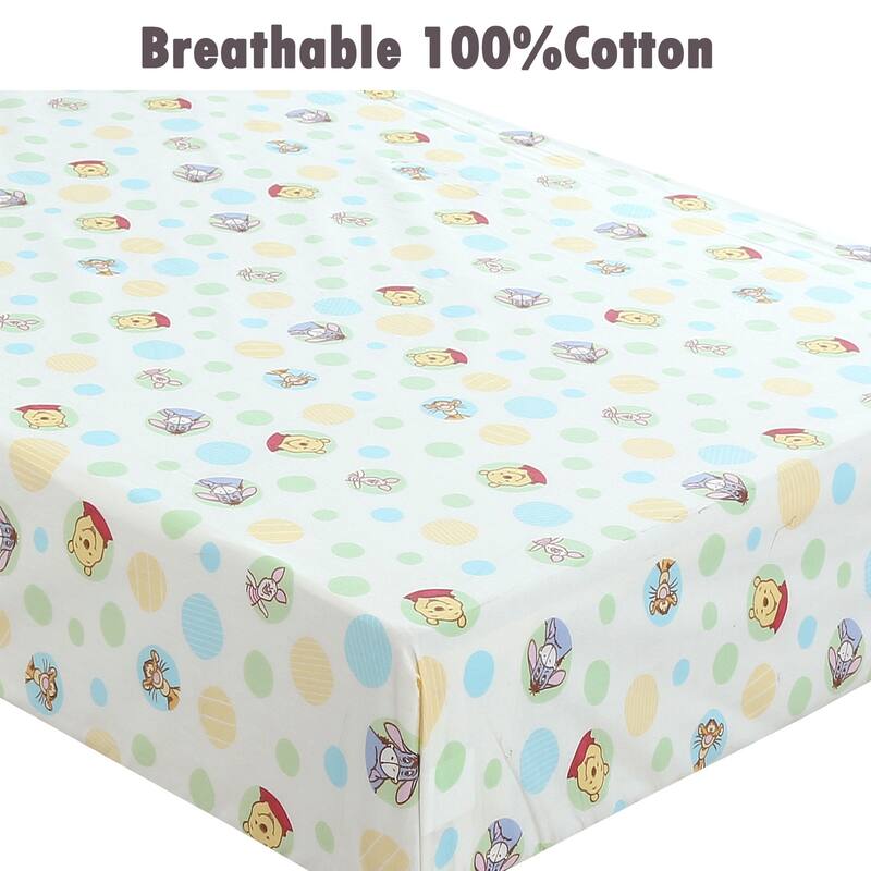 Polka Dot Animal Bear Friends ABC&123 Unisex Multi-color Cotton Toddler/Baby Crib Child Fitted Sheet Set (Pack of 3) - N/A