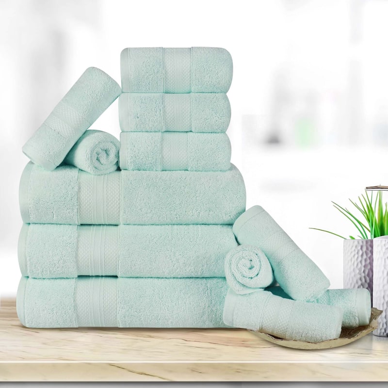 Turkish Cotton 12 Piece Solid Plush Heavyweight Towel Set by Superior