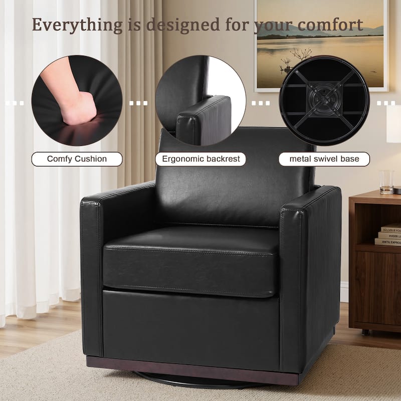 Modern Upholstered Swivel Accent Armchair Set of 2