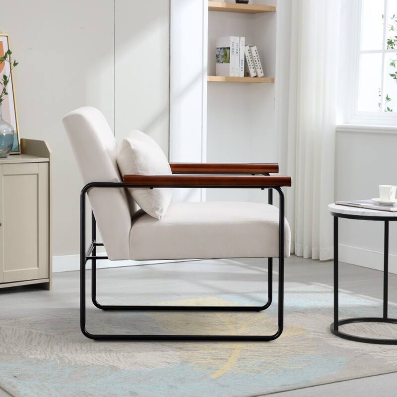 Upholstered Faux Suede Lounge Armchairs with Steel Frame for Living Room