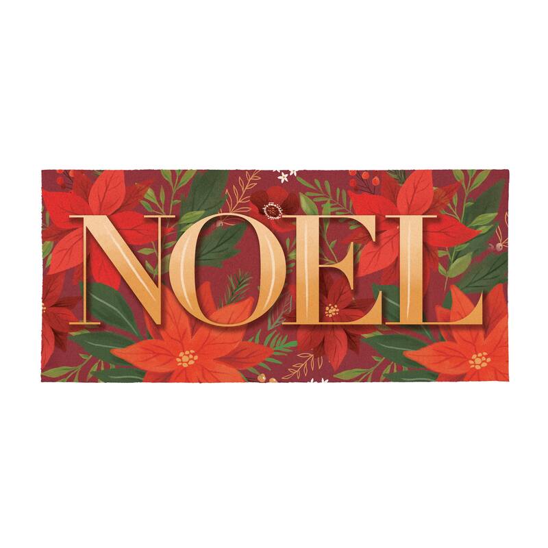 Holiday Flocked Coir Sassafras Switch Mat -"Noel" - 22" x 10"