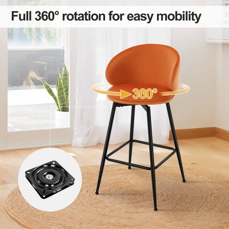 26"/30" Velvet Upholstered Swivel Counter/Bar Stools Set of 2/3