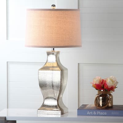 SAFAVIEH Lighting 29-inch Antique Silver Glass Bottom Lamp (Set of 2) - 15"x15"x29"