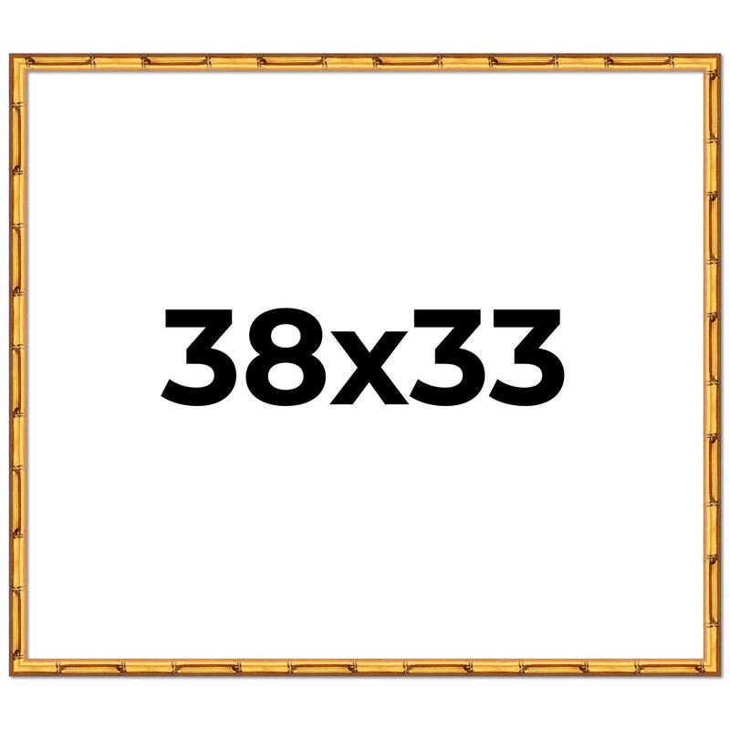 38x33 Frame Gold Bamboo Picture Frame Modern Photo Frame Includes UV Acrylic Shatter Guard Front Acid Free Foam Backing Board