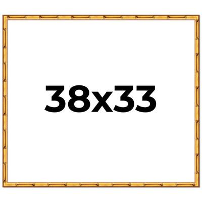 38x33 Frame Gold Bamboo Picture Frame Modern Photo Frame Includes UV Acrylic Shatter Guard Front Acid Free Foam Backing Board