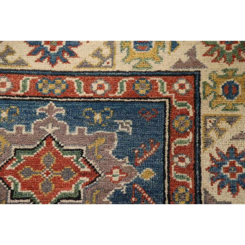Blue Traditional Kazak Oriental Foyer Rug Hand-Knotted Wool Carpet - 2'8" x 4'3"