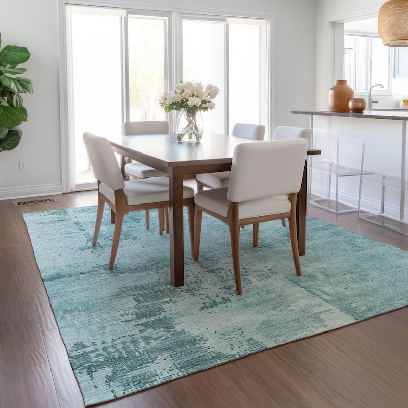Machine Washable Indoor/ Outdoor Abstract Modern Chantille Rug