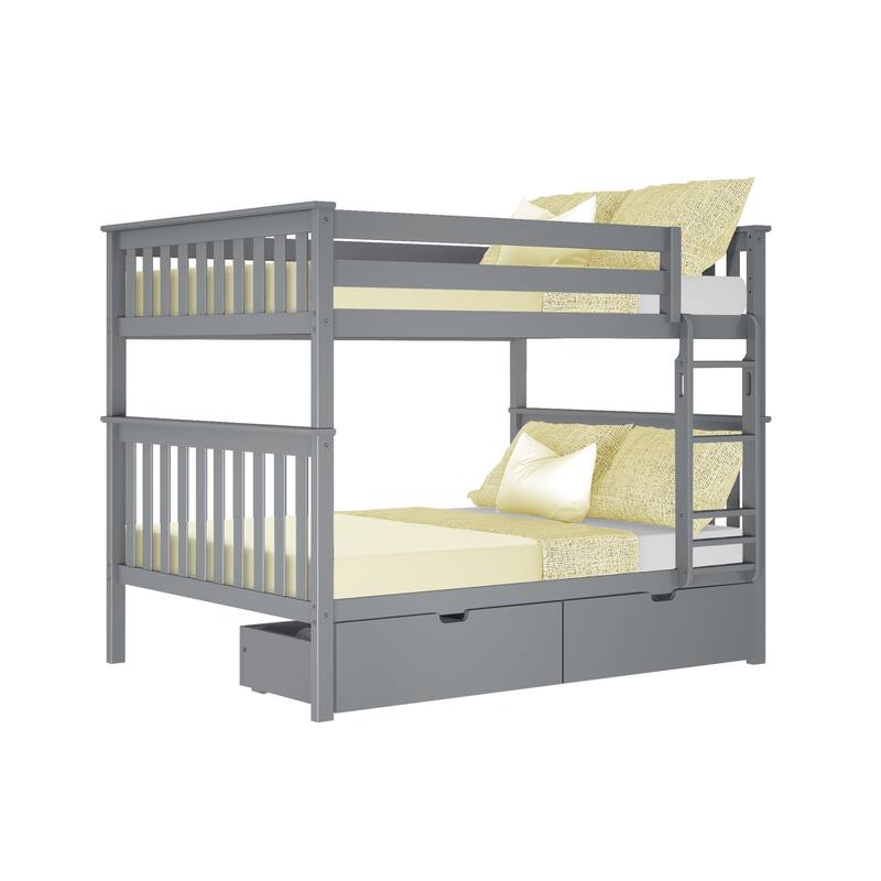Max and Lily Full over Full Bunk Bed with Storage Drawers
