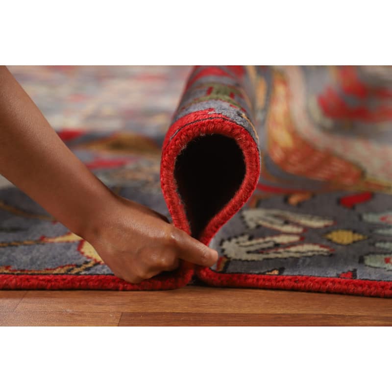 Hand Knotted Oriental 100% Wool Carpet Traditional All-Over Greys & Charcoal Ziegler Area Rug - 13' 11'' X 10' 1''