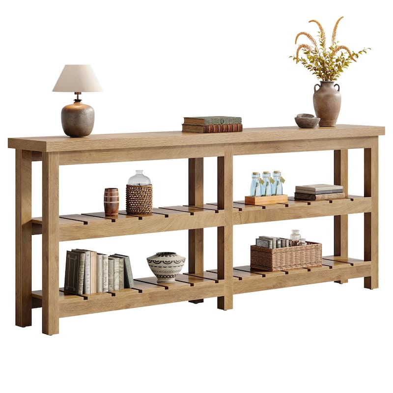 70.86-Inch Extra Long Console Table, Wooden Entryway Table, 3-Tier Sofa Table for Living Room, Hallway, Entrance, Foyer