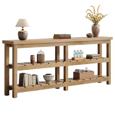 70.86-Inch ExtraLong Console Table, Farmhouse 3-Tier Entryway Table