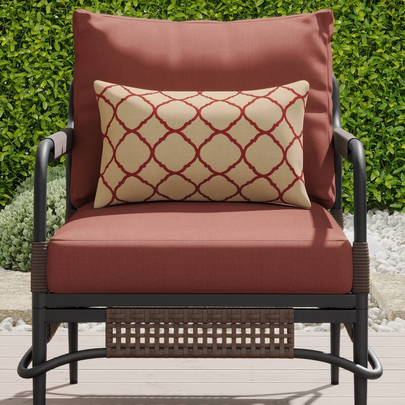 Corvus Stuart 3-piece Outdoor Wicker Chat Set with Sunbrella Cushion & Pillows