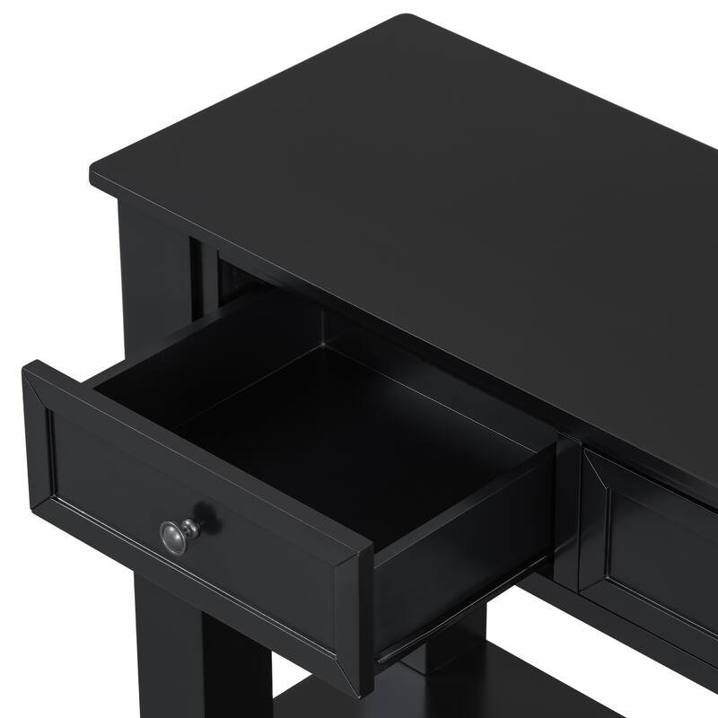 55.4" Long Entryway Console Table with 3 Drawers, Modern Sideboard Narrow Sofa Table with Storage Shelf