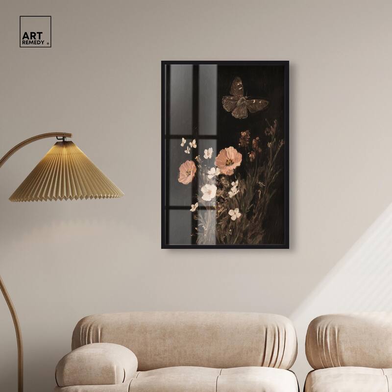 Poppy and Moth I Shadowbox by Art Remedy
