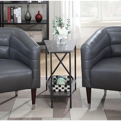 Wedge End Table - Modern Side Table with Shelf - Black/Gray Accent Furniture - 23.75