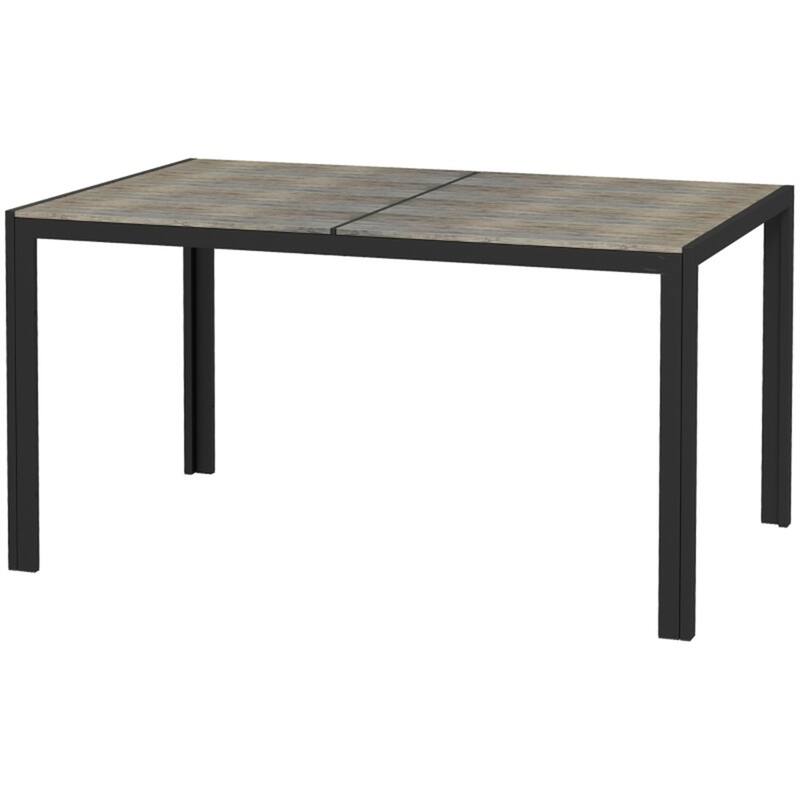 Large Outdoor Dining Table for 6 People with Slatted WPC Top and Powder-Coated Aluminum Frame - 55" L x 35.5" W x 29.25" H