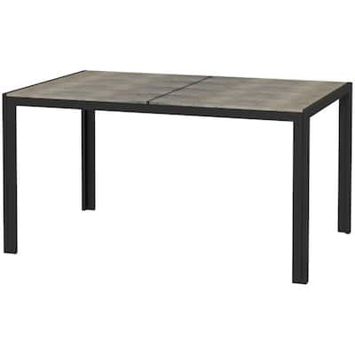 Large Outdoor Dining Table for 6 People with Slatted WPC Top and Powder-Coated Aluminum Frame - 55" L x 35.5" W x 29.25" H