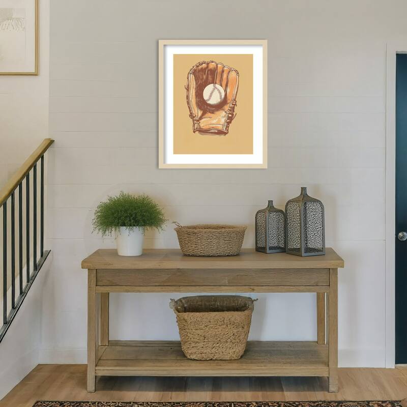 Baseball Glove by Andreas Magnusson Wood Framed Wall Art Print