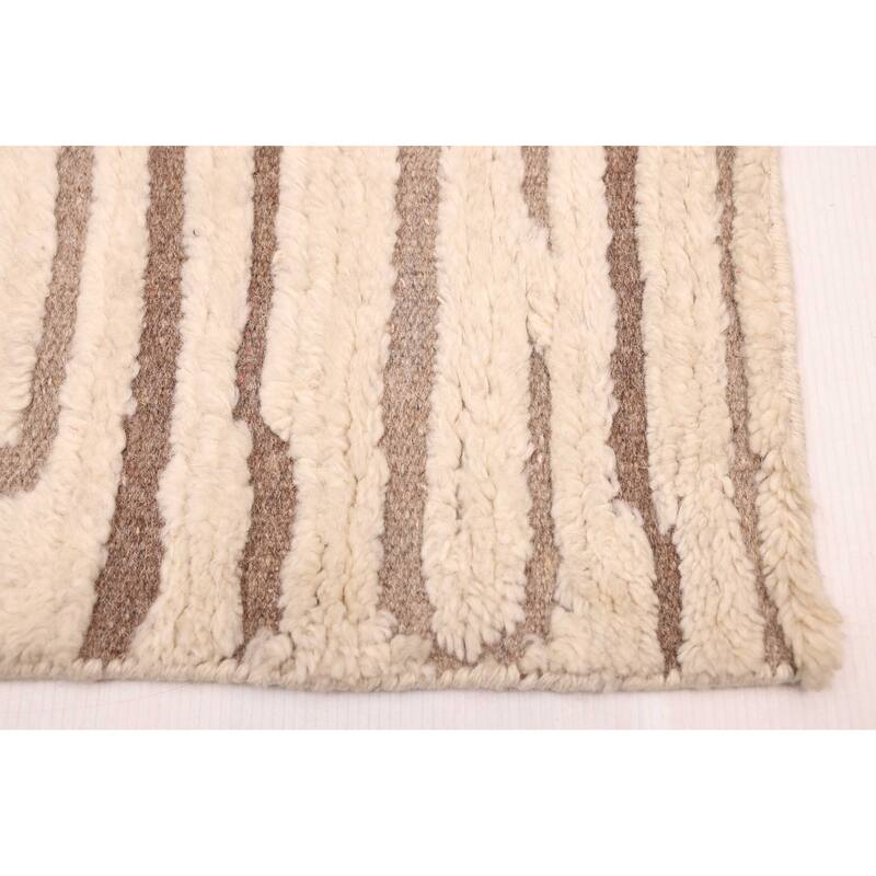 ECARPETGALLERY Hand-knotted Tangier Cream Wool Rug - 5'5 x 7'8