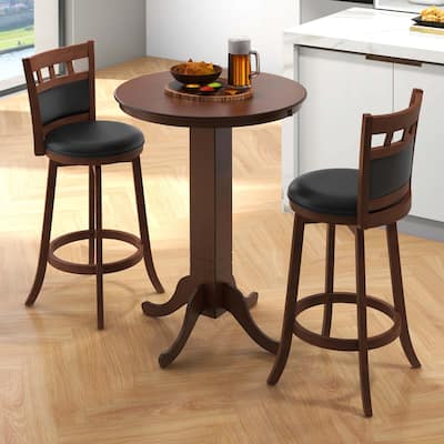 3-PCS Bar Table & Chairs Set Dining Table Set w/ Swiveling Stools